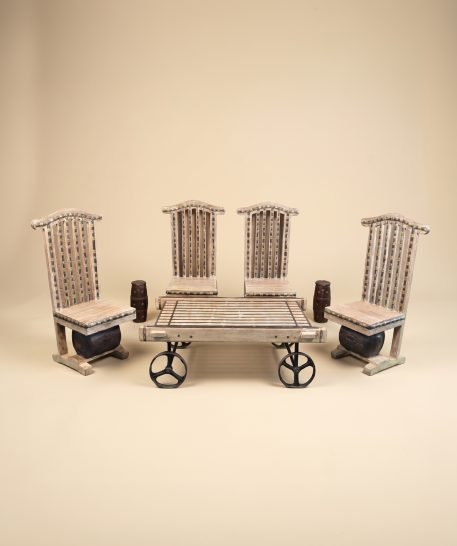 Wheel Coffee Table Set Of 5 (Gatta Chair)-Ska India